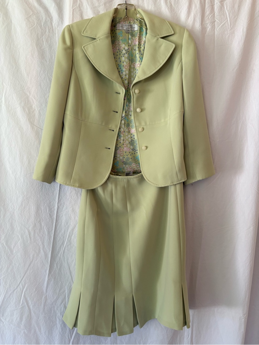 Tahari Pale Green Two-Piece Blazer and Skirt Set